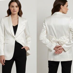 NWT - Flora Bea Women’s Cream White Satin Jacket / Blazer - Size S